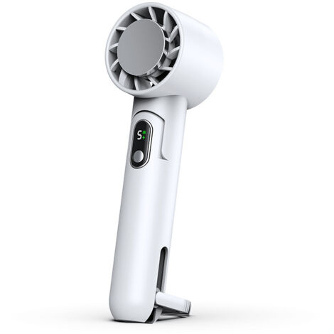 Mini ventilateur rechargeable pour extérieur, ventilateur portable avec fonction froid, 5 vitesses réglables,blanc (1/5)