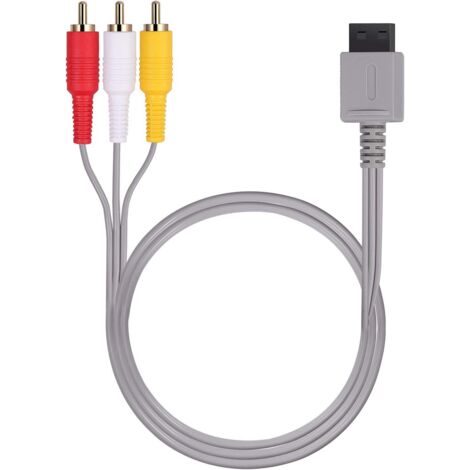 Câble AV Wii/Wii U de 1,8 m, câble composite standard RCA rétro-audio plaqué or pour Nintendo Wii Wii U (1/3)