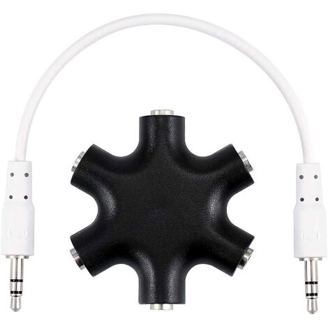 Répartiteur de casque universel 5 voies femelle auxiliaire 5 ports audio pour partager de la musique pour iPhone, iPad(NOIR) (1/5)