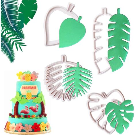 Lot de 4 emporte-pièces en forme de feuilles tropicales, moules à biscuits, moules à décoration de gâteaux, moules en plastique (1/5)