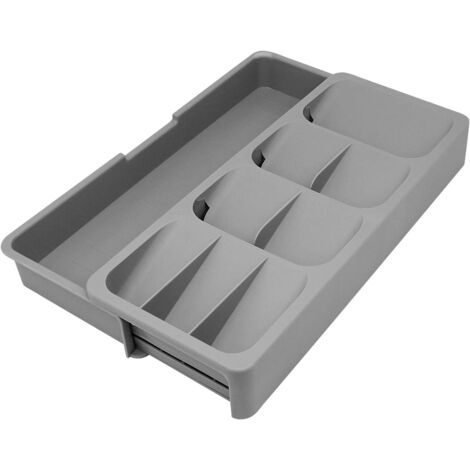 Plateau de rangement pour tiroir de cuisine, plateau à couverts, rangement compact en plastique pour cuillères (1/5)