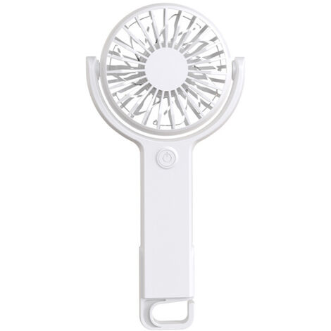 Ventilateur portable rechargeable, climatiseur, petit ventilateur de poche, 5 vitesses, avec crochet pliable, blanc