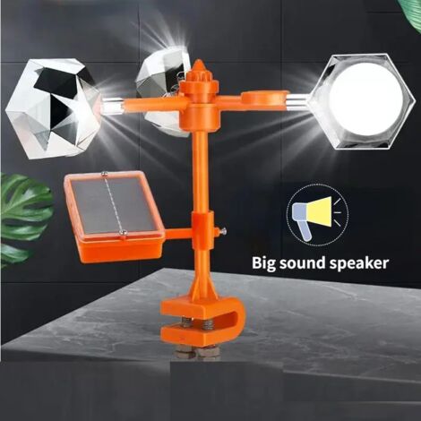 Répulsif solaire à ultrasons pour oiseaux nuisibles, réflecteur rotatif à 360 degrés, dispositif anti-oiseaux pour