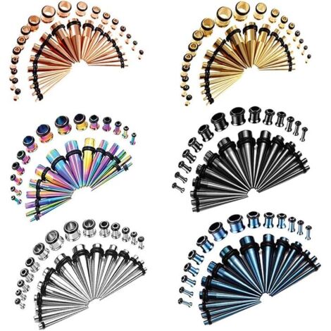 Combinaison populaire de 36 pièces d'extension d'oreille conique pointue en acier inoxydable (couleur) (1/5)