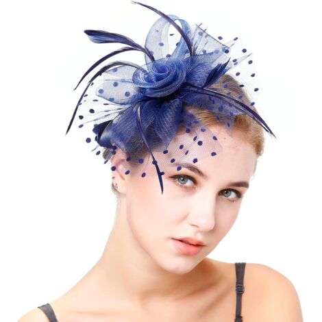 Coiffes pour femmes, chapeaux, plumes, serre-tête, coiffe, pinces, chapeaux, plumes, accessoires pour cheveux-bleu (1/5)