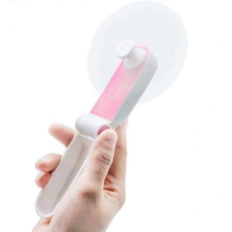 Mini ventilateur électrique portatif, rechargeable, portable, pliable, USB, à piles, pour bureau (rose) (1/5)