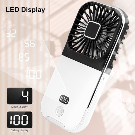 Ventilateur portable pliable, mini ventilateur personnel, rechargeable par USB, ventilateur de cou, alimenté par batterie(noir) (1/5)