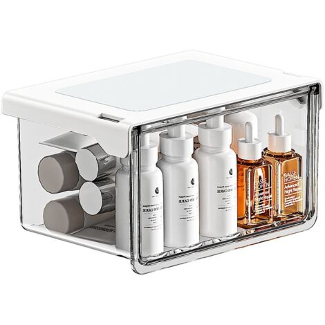 Drawer storage box under mirror cabinet toilet cosmetic makeup remover cotton lipstick cotton swab transparent shelf artifact (1/5)