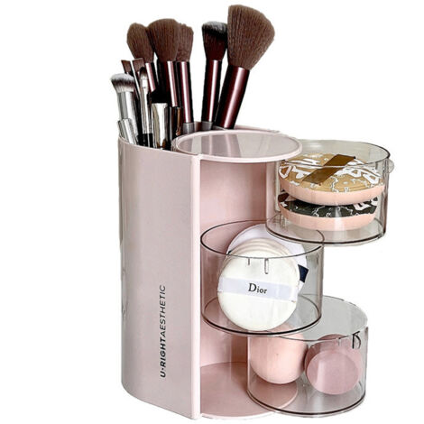 Powder puff storage box rotating dust-proof dresser desktop beauty egg air cushion lipstick makeup brush storage rack (1/4)
