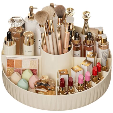 Desktop rotating cosmetic storage box home dresser lipstick eye shadow makeup brush tube rack. (1/5)