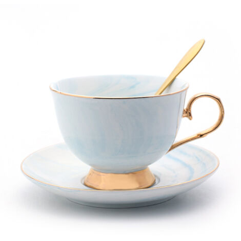 Simple marble ceramic coffee cups and saucers set English afternoon tea cups and red cups lovers cups and saucers Valentine's Day gifts (1/4)
