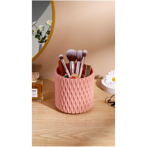 Cosmetics storage box advanced sense large capacity makeup brush 360 rotating desktop dresser dust storage tube. (1/5)