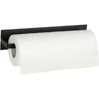 Porte-essuie-tout magnétique IMA, en métal noir thermolaqué, fixation sans perçage par aimant ou bande adhésive