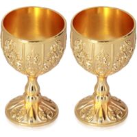 coupes dorées, verres à vin vintage en métal gaufré, verres à craie vintage, verres à vin courts gaufrés faits main, verres à vin