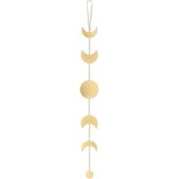 Guirlande de phases lunaires Mkouo en métal, style bohème chic, décoration murale dorée. Idéale pour appartement, dortoir, bureau,