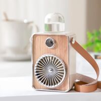 Ventilateur brumisateur portable pour extérieur avec cordon en cuir vintage,ventilateur de bureau avec veilleuse beige