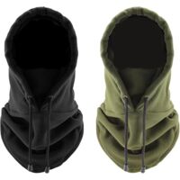2 Pieces Hooded Masks, Warm Masks For Men And Women, Outdoor Cycling Hoods, Windproof Neck Hood(Black And Green)