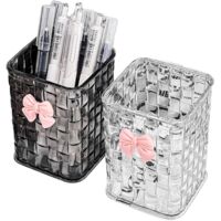Two packs Luxury rattan square storage box student pen container cosmetic shelf lipstick eyebrow pencil advanced sense finishing box