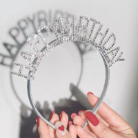 Happy birthday diamond hairband birthday props creative party dress headdress hat headband birthday jewelry birthday party.