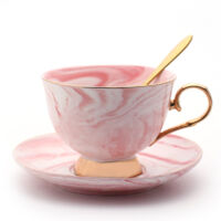 Simple marble ceramic coffee cups and saucers set English afternoon tea cups and red cups lovers cups and saucers Valentine's Day gifts