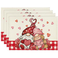 4-pack Valentine's Day placemats, table insulation napkins, waterproof household rectangular table mats, scalding mats, heat insulation mats