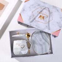 Marble warm cup creative constant temperature cup to send partner gift gift gift box set the best gift for Valentine's Day.