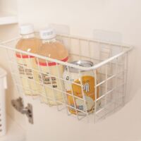 Household wrought iron hanging basket punching-free kitchen and bathroom storage artifact wall-mounted multifunctional wall rack