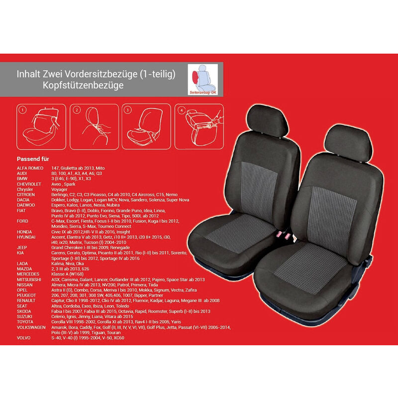 HP-AUTOZUBEHÖR Autositzbezug Sitzbezug, Seitenairbag-geeignet, Für