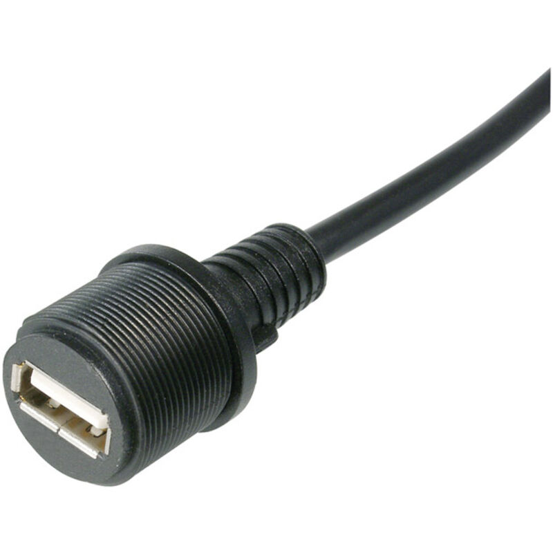 USB-Steckverbinder 2.0 - IP67 Buchse, Einbau USB A-Buchse mit 1m Kabel  A-KAB-USBA-FS