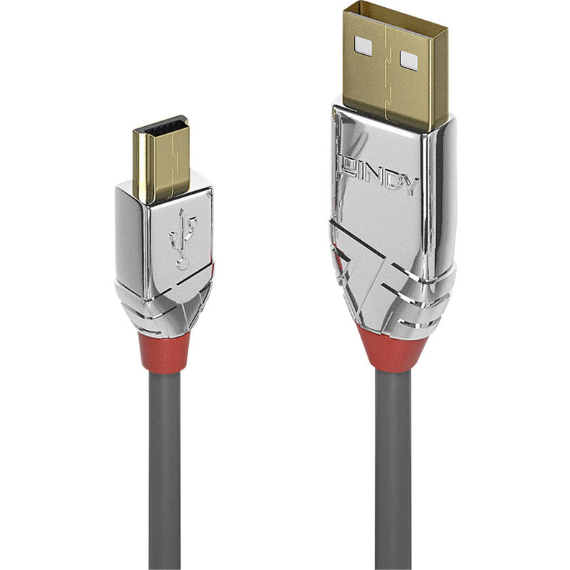 LINDY USB-Kabel USB 2.0 USB-A Stecker, USB-Mini-B Stecker 3.00 m Grau 36633