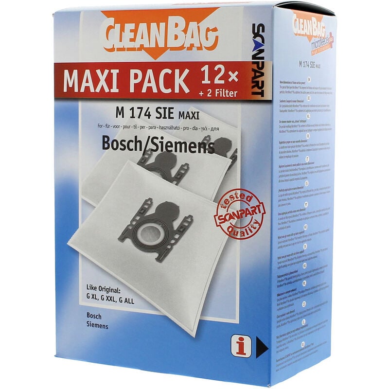kompatibel ScanPart 2687438174 Staubsaugerbeutel Maxipack mit G,XL,XXL,All Bosch/Siemens