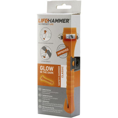 LifeHammer HCGO1QCSBX Classic Glow Nothammer Glasbrecher, Gurtschneider  Bus, Lkw, Pkw, SUV, Van, Woh