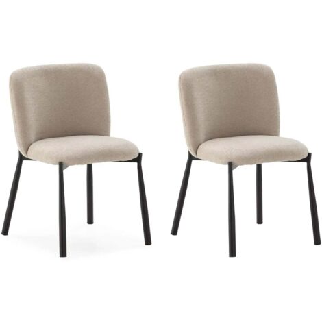 TILO - Lot de 2 chaises pieds en métal noir - Beige (1/5)