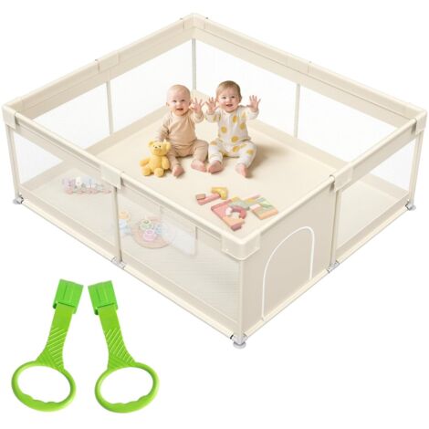 Parc bébé 175x150cm, aire de jeux sécurisée pour enfants avec structure en filet, idéal pour une utilisation en intérieur