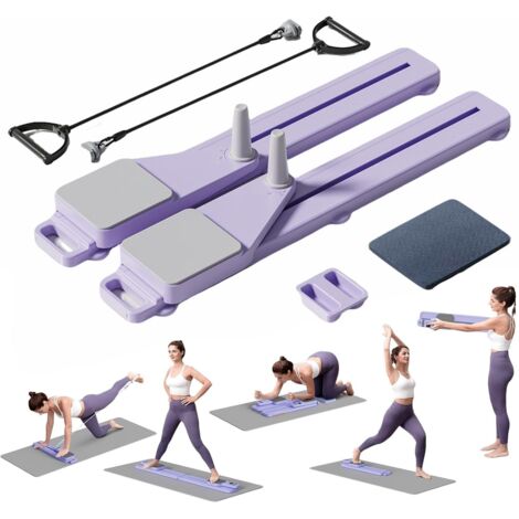 Ensemble Pilates Reformer 8 en 1 amélioré avec planche d'exercice, équipement Pilates, bandes de résistance, exercices abdominaux