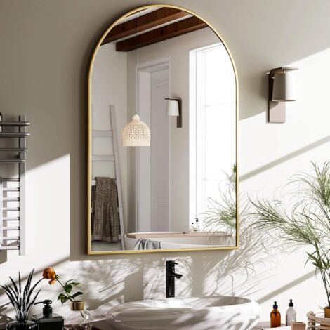 Miroir mural incurvé 61 x 91 cm – cadre en aluminium anticorrosion – verre incassable haute résolution – pour salle de bain et salon – Mc Star (1/5)