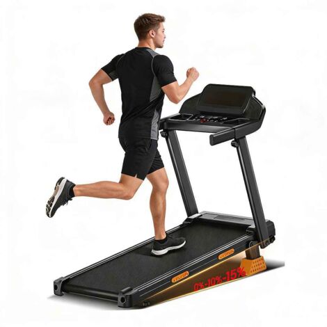 Tapis de course électrique 3 CV pour usage domestique, convient au bureau/à la salle de sport, 12 programmes, tapis de course 3 en 1 avec inclinaison jusqu'à 15 %, vitesse maximale de 12 km/h.