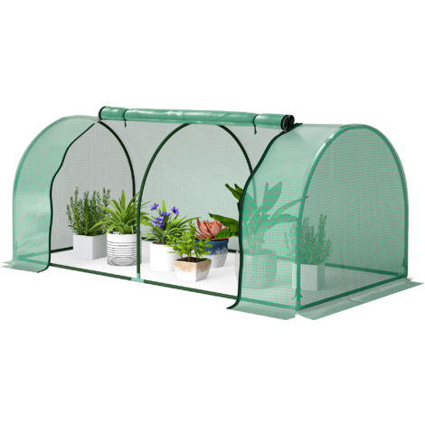 Serre de jardin mini serre serre à tomates 2 x 1 x 0,8 m porte zippée bâche PE acier vert (1/5)
