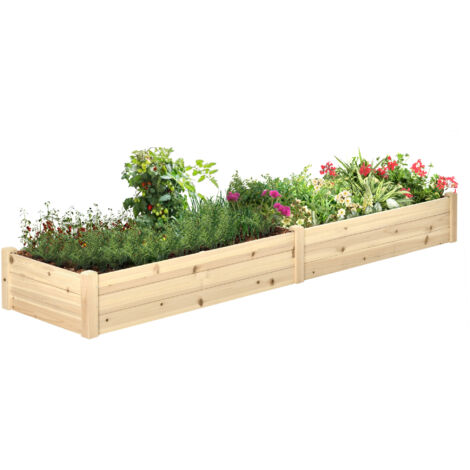 Carré Potager de Jardin dim. 244 x 61,5 x 27 cm Feutre de Drainage, séparation Inclus Bois de Sapin (1/5)