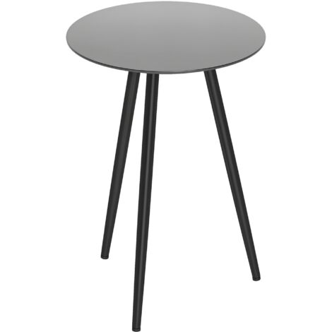 Petite table basse ronde, table d'appoint, plateau en verre trempé, pieds effilés, cadre en acier, Ø 40 x 50 cm, noir (1/5)
