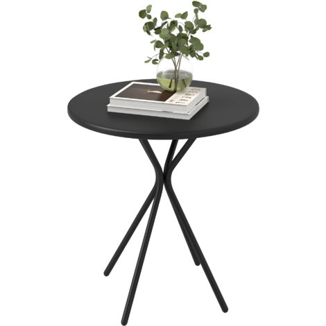 Table de jardin ronde Ø 60 cm, table de terrasse cadre en acier, charge de 50 kg, pour intérieur et extérieur, noir (1/5)