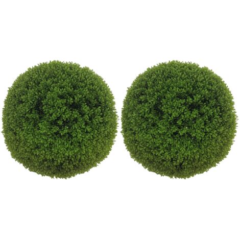 Lot de 2 boules de buis artificielles de 40 cm décoration pour intérieur ou extérieur vert foncé