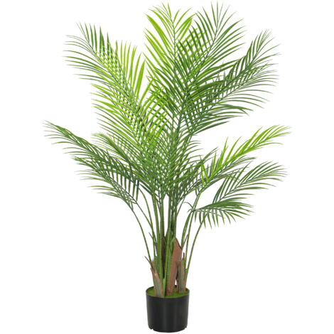 Plante artificielle intérieure 120 cm, palmier arbre artificiel avec pot en plastique et flocage, vert (1/5)