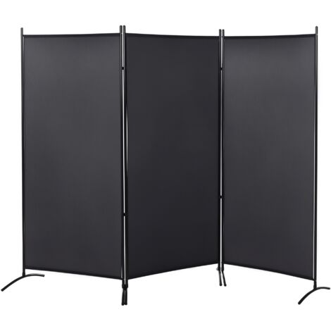 Paravent 3 panneaux dim. 2,53L x 0,5l x 1,82H m Store latéral Brise-Vue paravent sur Pied séparateur métal Polyester (1/5)