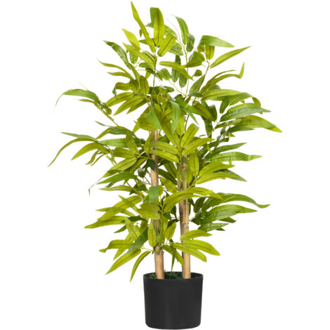Bambou artificiel plantes artificielles hauteur 60 cm - tronc branches lichen feuilles grand réalisme pot inclus (1/5)