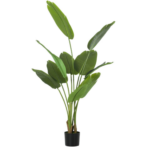 Plante artificielle intérieure 160 cm, arbre artificiel avec pot en plastique et terreau floqué, vert (1/5)