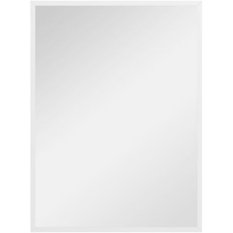 Miroir mural rectangulaire 60 x 80 cm, cadre en MDF, idéal pour la salle de bain, salon ou chambre, blanc (1/5)