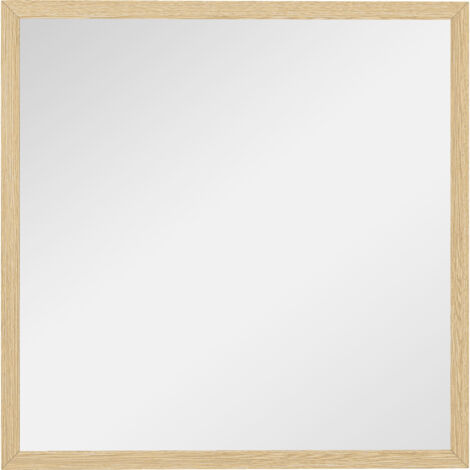 Miroir mural carré 50 x 50 cm, cadre en bois naturel, idéal pour la salle de bain, salon ou chambre (1/5)
