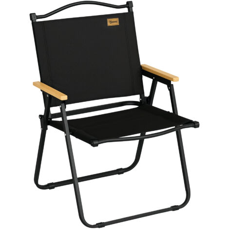 Chaise de camping chaise de pêche pliante avec accoudoirs tissu Oxford et structure acier 54 x 59 x 78 cm noir (1/5)
