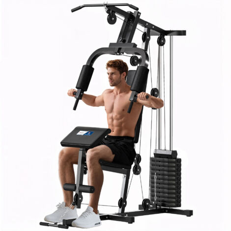 Station de musculation fitness - Collaboration .fr x FFHandball - 12 blocs de poids de 5,5 kg - 135 x 103 x 210 cm (1/5)